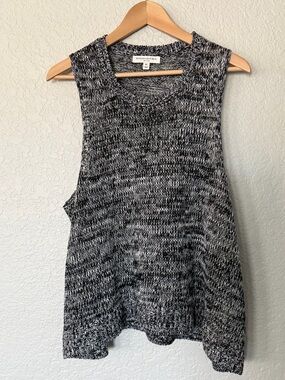 Banana Republic Black & White Marled Linen sweater Knit Tank Size XL